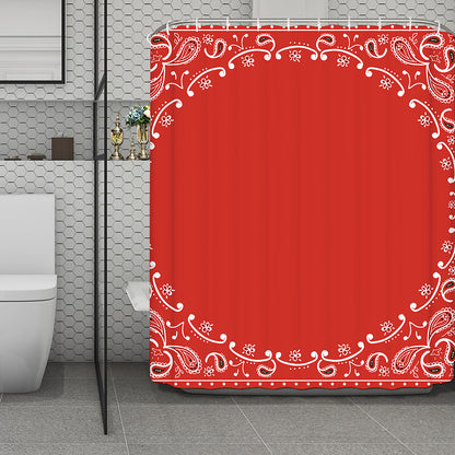 Orange Paisley Bandana Print Polyester Shower Curtain