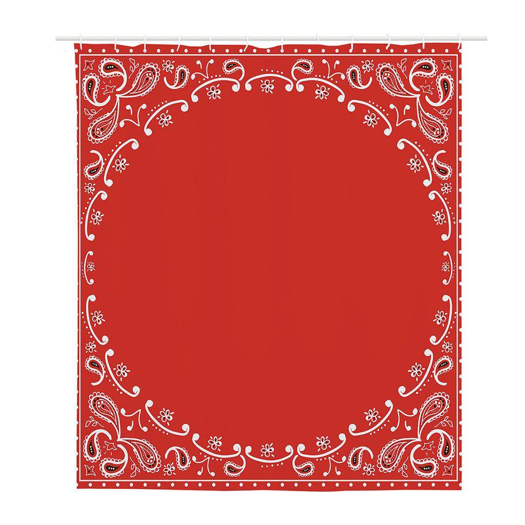 Orange Paisley Bandana Print Polyester Shower Curtain