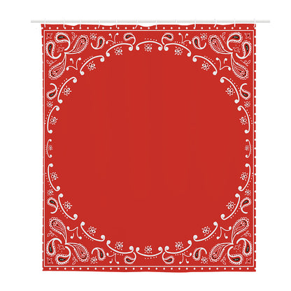 Orange Paisley Bandana Print Polyester Shower Curtain