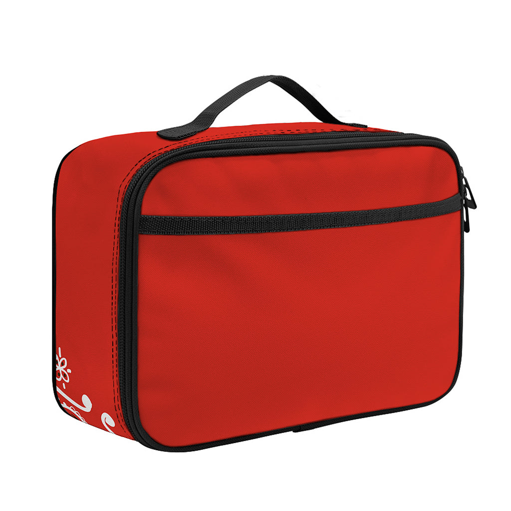 Orange Paisley Bandana Print Portable Lunch Bag