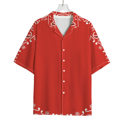 Orange Paisley Bandana Print Rayon Hawaiian Shirt