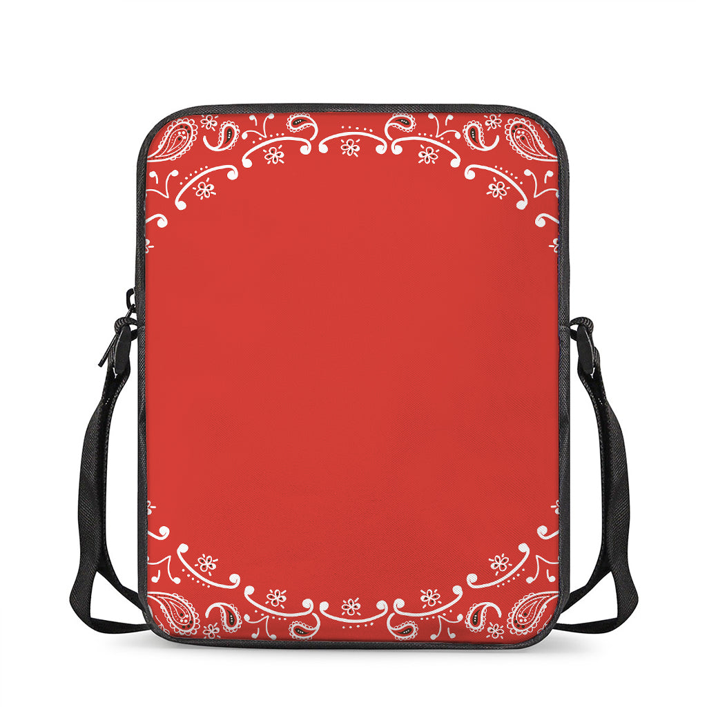Orange Paisley Bandana Print Rectangular Crossbody Bag