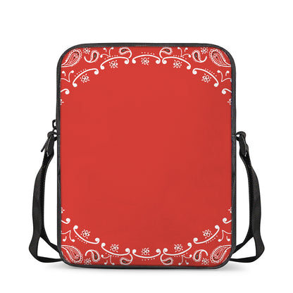 Orange Paisley Bandana Print Rectangular Crossbody Bag
