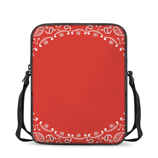 Orange Paisley Bandana Print Rectangular Crossbody Bag