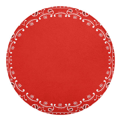 Orange Paisley Bandana Print Round Blanket