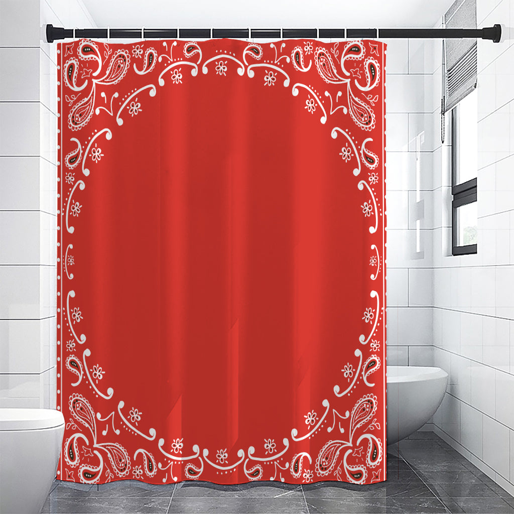 Orange Paisley Bandana Print Shower Curtain