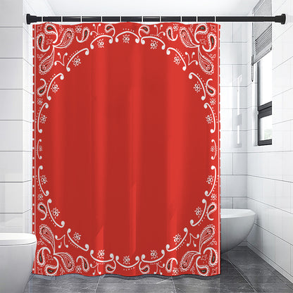 Orange Paisley Bandana Print Shower Curtain
