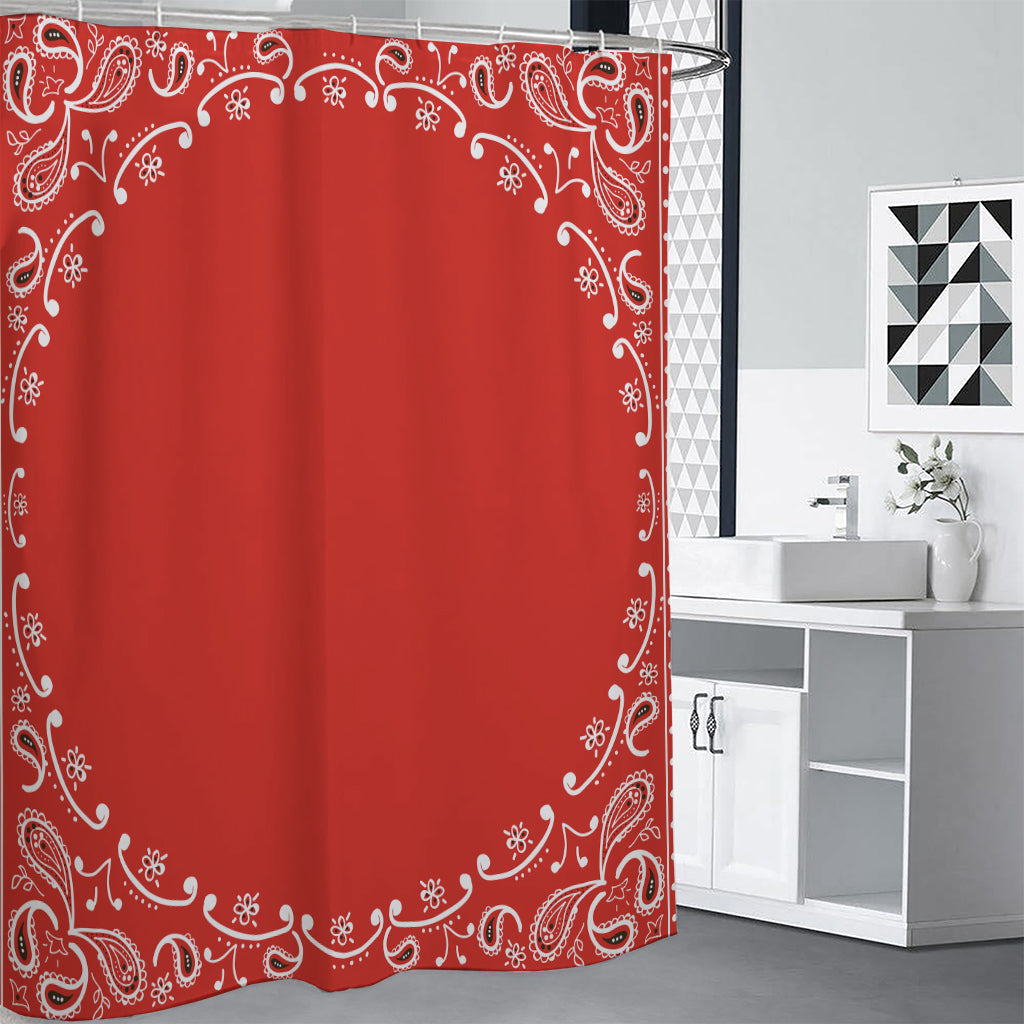 Orange Paisley Bandana Print Shower Curtain