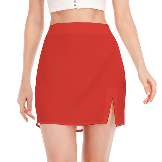 Orange Paisley Bandana Print Side Slit Mini Skirt