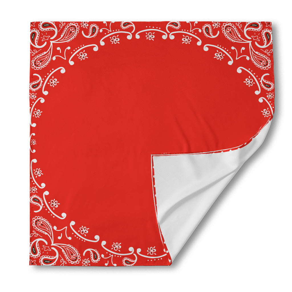 Orange Paisley Bandana Print Silk Bandana