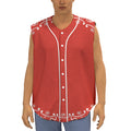 Orange Paisley Bandana Print Sleeveless Baseball Jersey