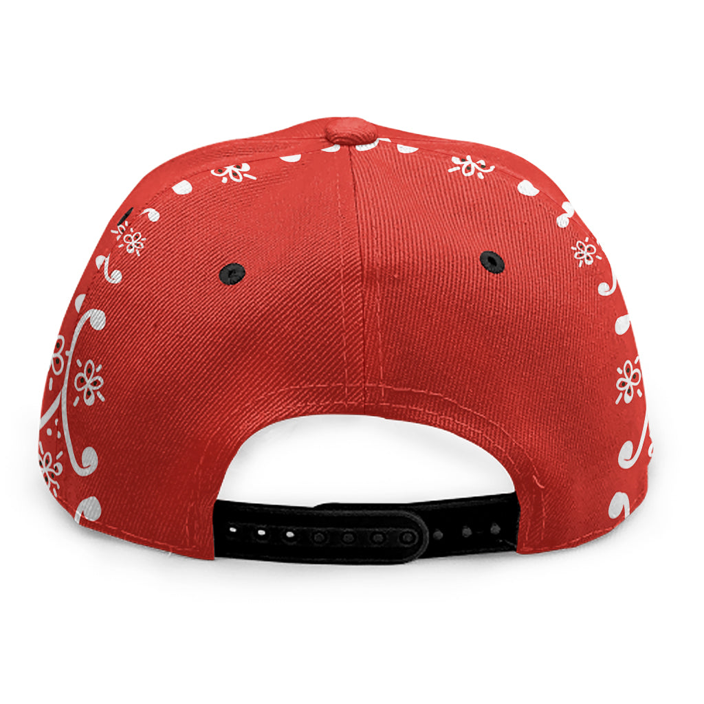 Orange Paisley Bandana Print Snapback Cap