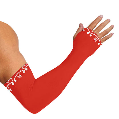 Orange Paisley Bandana Print Sun Protection Arm Sleeves
