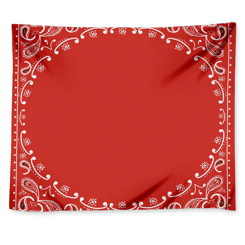 Orange Paisley Bandana Print Tapestry