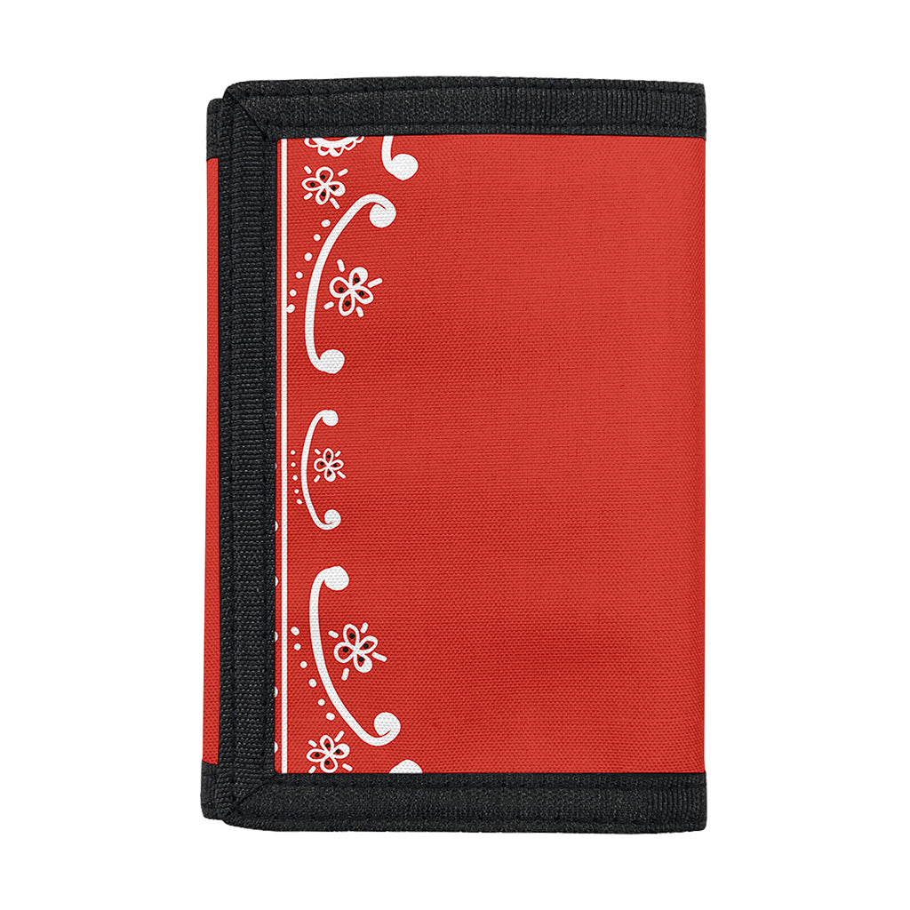 Orange Paisley Bandana Print Trifold Wallet