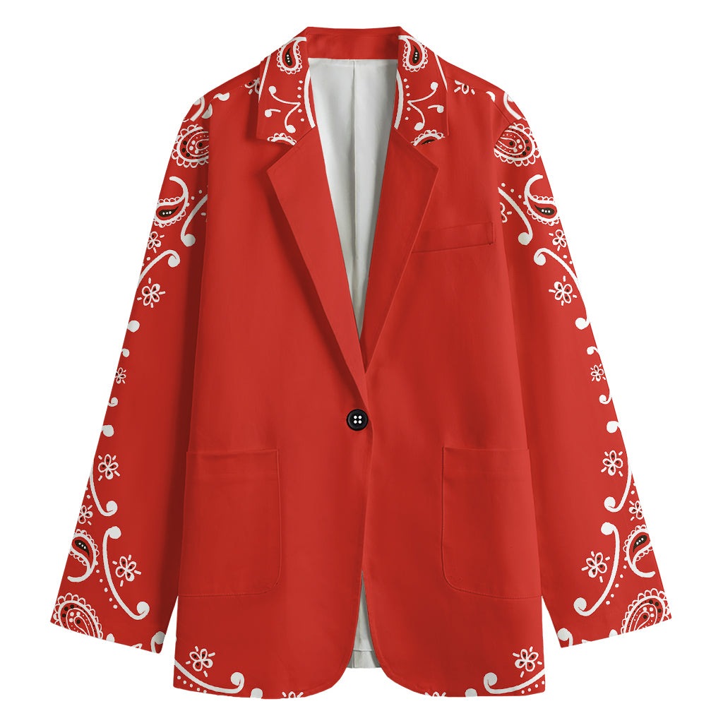 Orange Paisley Bandana Print Women's Blazer