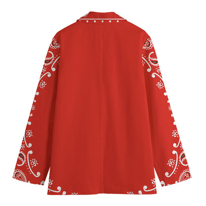 Orange Paisley Bandana Print Women's Blazer