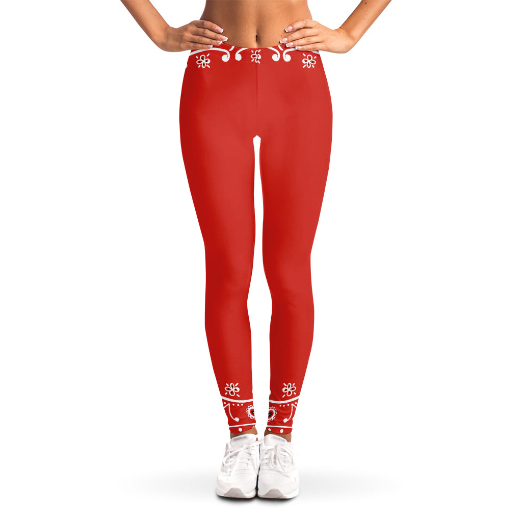 Orange Paisley Bandana Print Women's Leggings