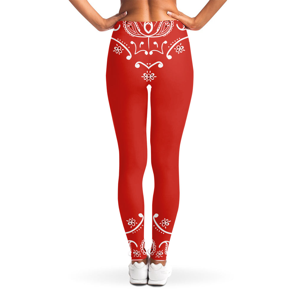 Orange Paisley Bandana Print Women's Leggings