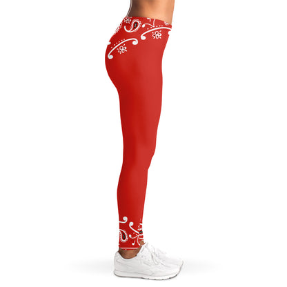 Orange Paisley Bandana Print Women's Leggings