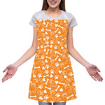 Orange Paw And Bone Pattern Print Adjustable Apron