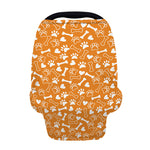 Orange Paw And Bone Pattern Print Baby Seat Cover