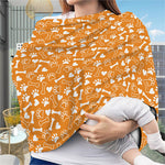 Orange Paw And Bone Pattern Print Baby Seat Cover