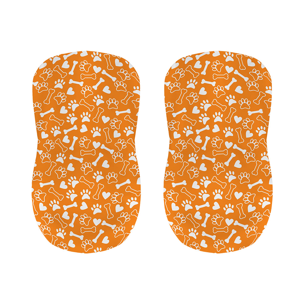 Orange Paw And Bone Pattern Print Bar Stool Covers
