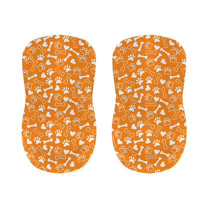 Orange Paw And Bone Pattern Print Bar Stool Covers