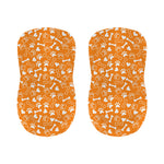 Orange Paw And Bone Pattern Print Bar Stool Covers
