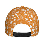 Orange Paw And Bone Pattern Print Baseball Cap