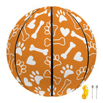 Orange Paw And Bone Pattern Print Basketball