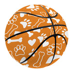 Orange Paw And Bone Pattern Print Basketball