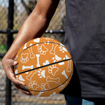 Orange Paw And Bone Pattern Print Basketball