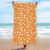 Orange Paw And Bone Pattern Print Beach Towel