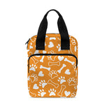 Orange Paw And Bone Pattern Print Bible Tote Bag