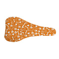 Orange Paw And Bone Pattern Print Bicycle Seat Cover