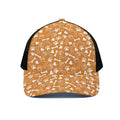 Orange Paw And Bone Pattern Print Black Mesh Trucker Hat