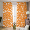 Orange Paw And Bone Pattern Print Blackout Pencil Pleat Curtains