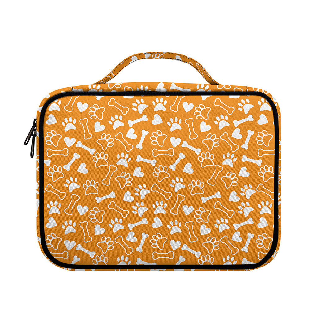 Orange Paw And Bone Pattern Print Briefcase Bible Bag