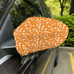 Orange Paw And Bone Pattern Print Car Side Mirror Covers