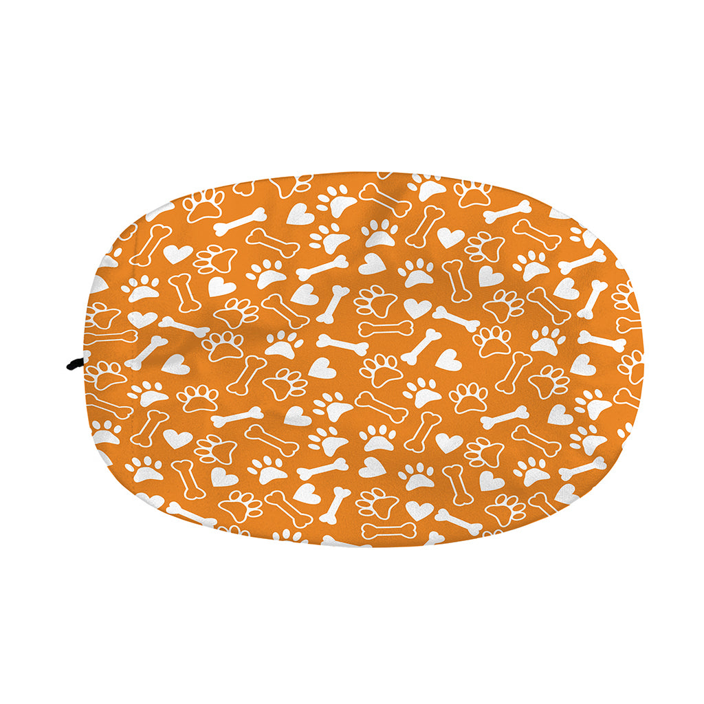 Orange Paw And Bone Pattern Print Car Side Mirror Covers