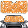 Orange Paw And Bone Pattern Print Car Windshield Sun Shade