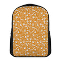 Orange Paw And Bone Pattern Print Casual Backpack