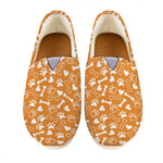 Orange Paw And Bone Pattern Print Casual Shoes
