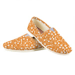Orange Paw And Bone Pattern Print Casual Shoes