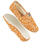 Orange Paw And Bone Pattern Print Casual Shoes