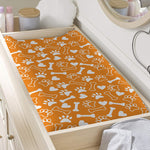 Orange Paw And Bone Pattern Print Changing Pad Cover