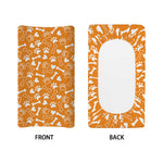 Orange Paw And Bone Pattern Print Changing Pad Cover
