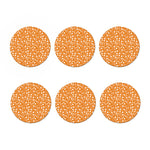 Orange Paw And Bone Pattern Print Coaster Set